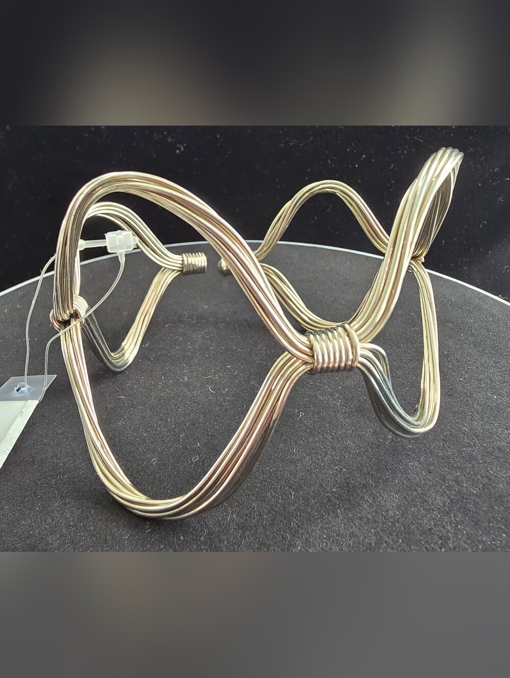 Silver-Tone Sculptural Wire Arm Cuff Bracelet